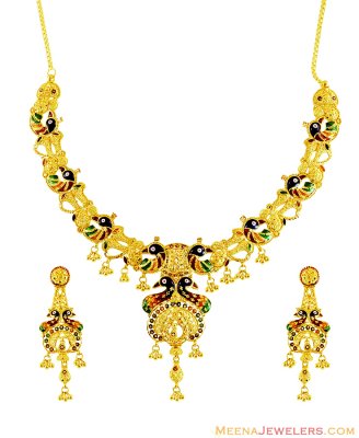 Traditional Peacock Necklace Set ( 22 Kt Gold Sets )