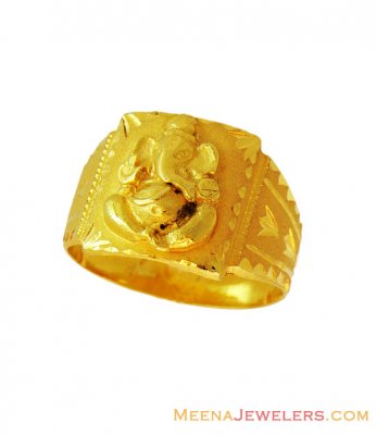 22k Gold Mens Ganesha Ring ( Religious Rings )