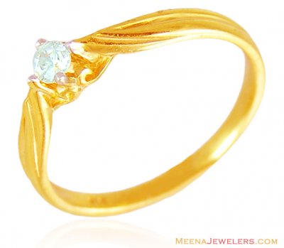 22K Gold Single Studded Ring ( Ladies Signity Rings )