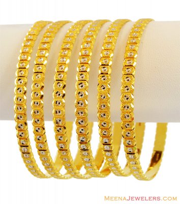 22Kt Gold Two Tone Bangles (2 Pcs Only) ( Set of Bangles )