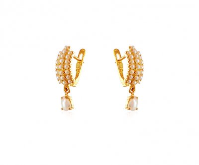 22K Gold Pearls Clip On Earrings ( Clip On Earrings )