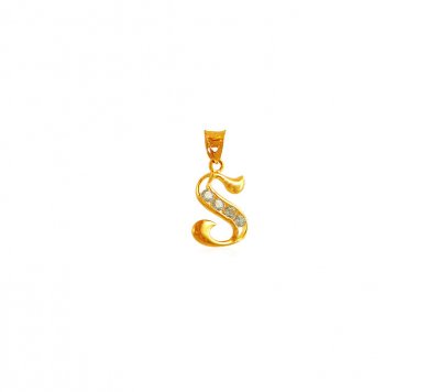 22K Gold Pendant with Initial (S) ( Initial Pendants )