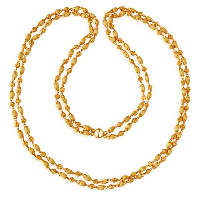 22Kt Gold Layered Tulsi Mala ( 22Kt Long Chains (Ladies) )