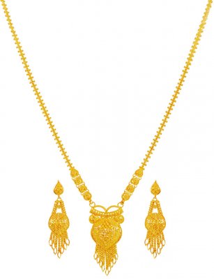 22KT Gold Patta Necklace Set ( 22 Kt Gold Sets )