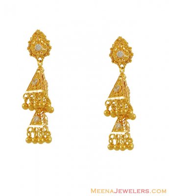 22k Gold Chandelier Earring  ( 22Kt Gold Fancy Earrings )