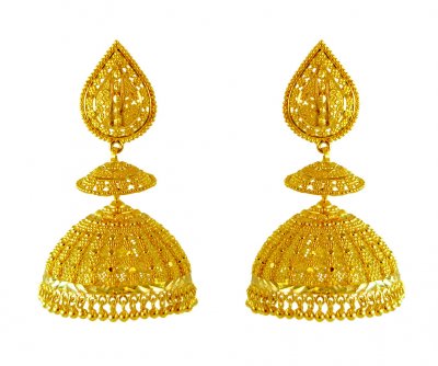 22 Karat Gold Jhumki Earrings ( Exquisite Earrings )