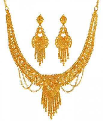 22KT Gold Necklace Earring Set ( Light Sets )