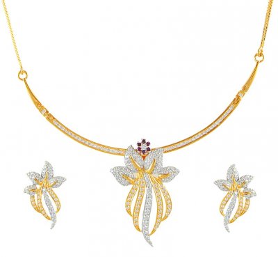 22K signity necklace set ( Gold Designer Sets )