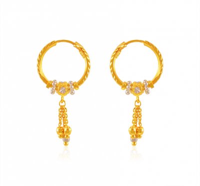 22Kt Gold Fancy Earrings for Girls ( Hoop Earrings )
