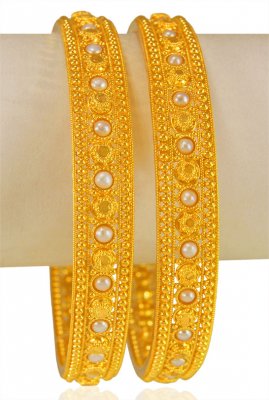 22Kt Gold Filigree Bangles (2 Pcs)  ( Gold Bangles )
