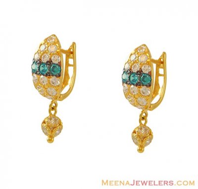22k Clip On With Colored CZ ( Clip On Earrings )