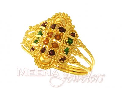 Meenakari Gold Ring ( Ladies Gold Ring )