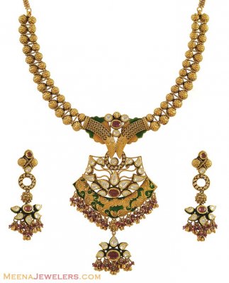 Designer Kundan Necklace Set (22K) ( Antique Necklace Sets )