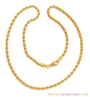 Gold Rope Chain (16 Inch) ( Plain Gold Chains )