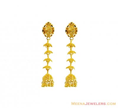 Gold layered Chandelier Earrings ( 22Kt Gold Fancy Earrings )
