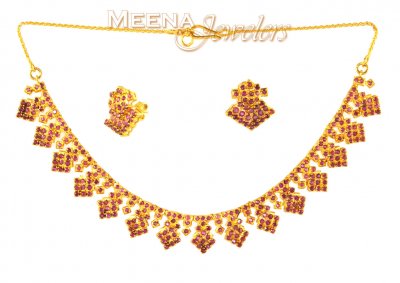 22 Kt Gold Ruby Set ( Ruby Necklace Sets )