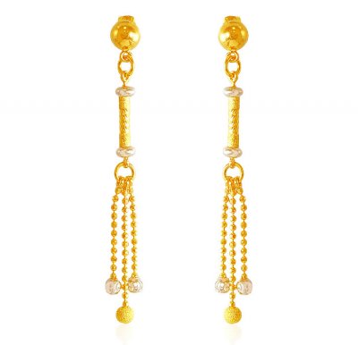 Two Tone Earrings (22K Gold) ( Long Earrings )