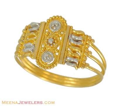 Two Tone Ring  (22k gold) ( Ladies Gold Ring )