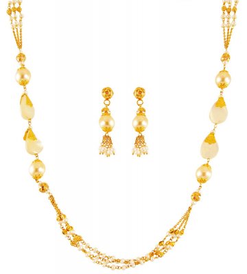 22k Gold Layered Pearl Necklace Set ( Light Sets )