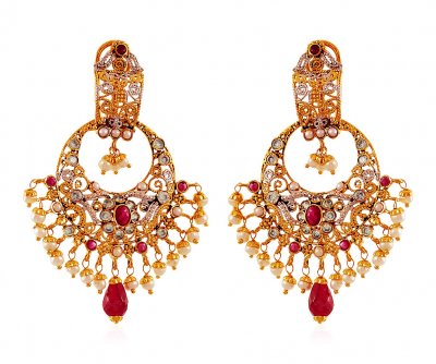 22K Chand Bali with Ruby ( Exquisite Earrings )