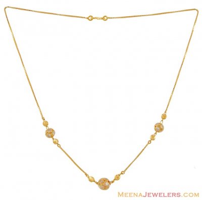 22kt Gold Necklace with CZ ( Necklace with Stones )