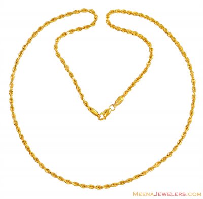 22K Hollow Rope Chain (20 Inches) ( Plain Gold Chains )