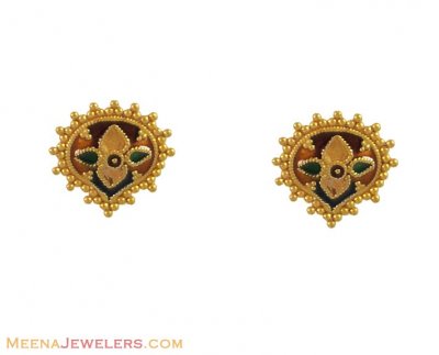 Indian Meenakari Earrings (22K) ( 22 Kt Gold Tops )