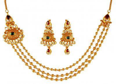 22 Karat Gold Layered Antique Set ( Antique Necklace Sets )