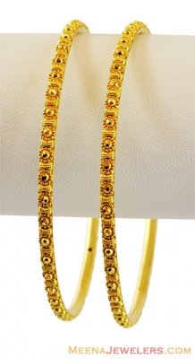 22K Yellow Gold Bangles Filigree  ( Gold Bangles )