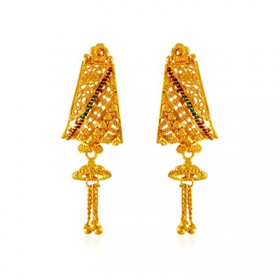22kt Gold Filigree Earrings ( 22 Kt Gold Tops )