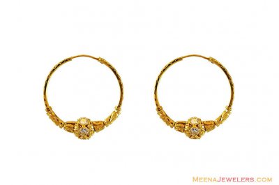 22k Gold  CZ Hoop Earrings ( Hoop Earrings )