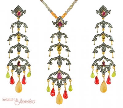 Designer Nizam Pendant Set ( Diamond Victorian Jewelry )