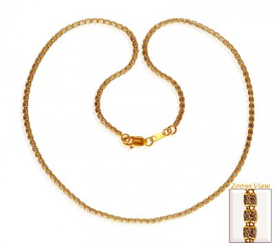 22 Karat Gold Two Tone Chain 16In ( 22Kt Gold Fancy Chains )