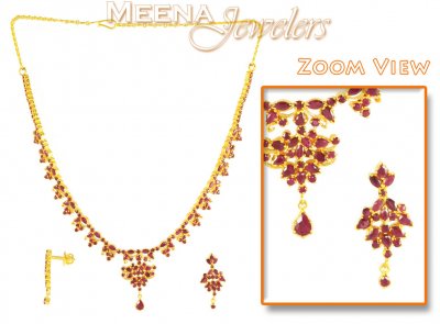 Ruby Necklace Set (22Kt Gold) ( Ruby Necklace Sets )