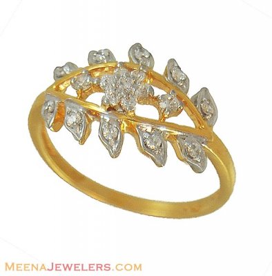 Gold Ring with Flower designs ( Ladies Signity Rings )