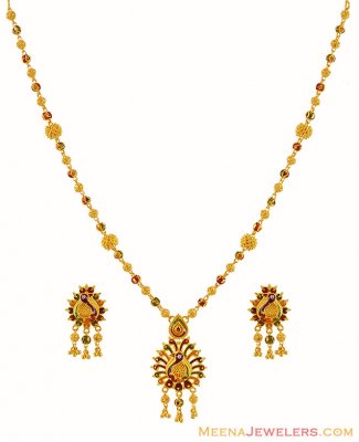 Meenakari Gold Necklace Set ( 22 Kt Gold Sets )