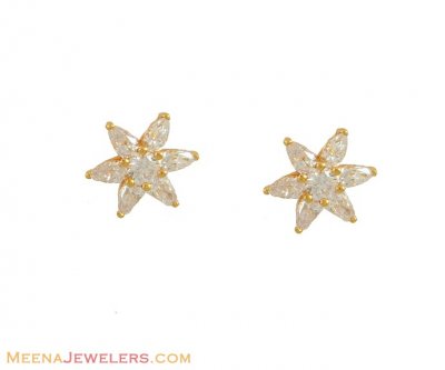 Gold Earrings (star shaped) ( Signity Earrings )