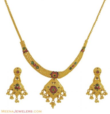 Indian Fancy Gold Necklace Set ( Light Sets )