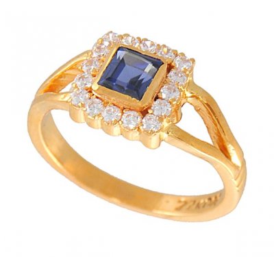 22Kt Gold Precious Stone n cz Ring ( Ladies Rings with Precious Stones )