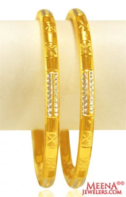 22k Gold Laser pipe bangles(2 pc) ( Gold Bangles )