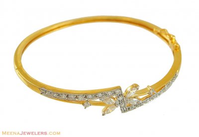 22k Two Tone Bangle With Star Signity ( Stone Bangles )