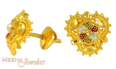 22Kt Gold Earrings with Light enamel ( 22 Kt Gold Tops )