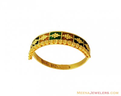 Gold Meenakari Indian Ring 22K ( Ladies Gold Ring )