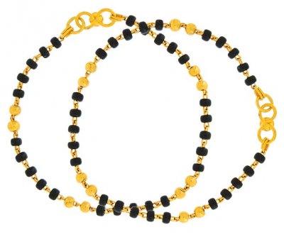 22K Baby Bracelet with Black beads ( Black Bead Bracelets )