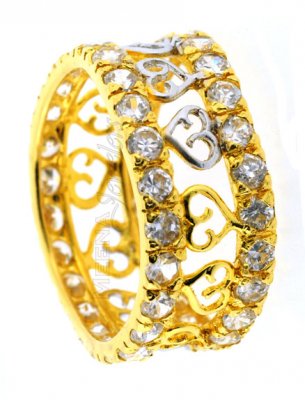 22Kt Gold Ladies Ring with Cubic Zircon ( Ladies Gold Ring )