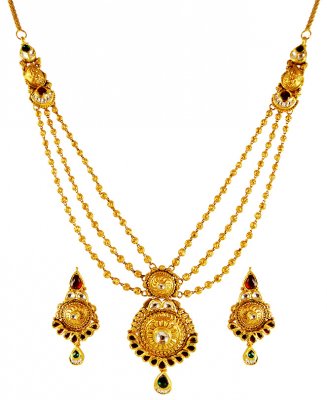 22kt Gold Layered kundan Set ( Antique Necklace Sets )