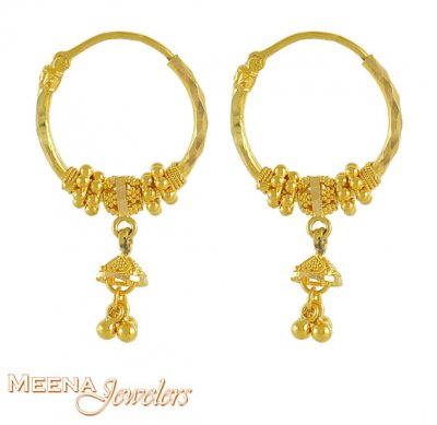 Gold Hoop with Jhumki ( Hoop Earrings )