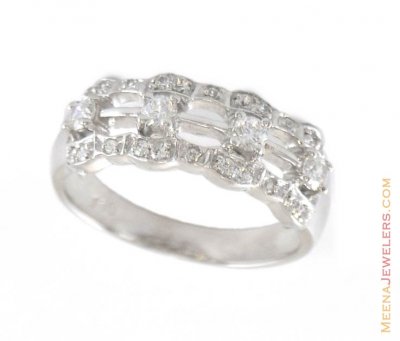 White Gold Ladies Ring With Signity ( Ladies White Gold Rings )