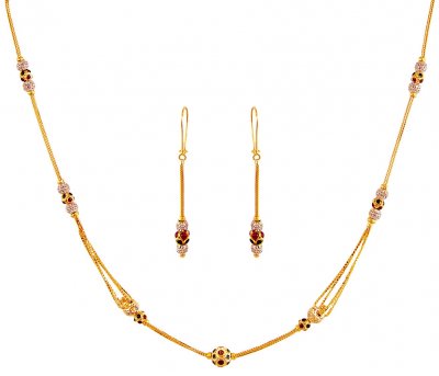 Meenkari 22K Gold Necklace Set  ( Light Sets )