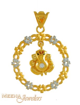 22k Ganesh Pendant with Signity ( Ganesh, Laxmi and other God Pendants )